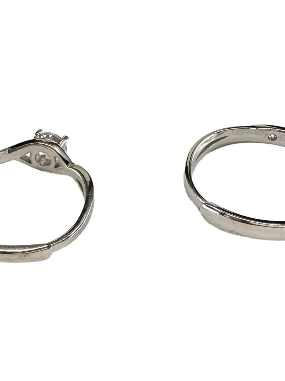 Solid 925 Sterling Silver Matching Couple Rings Set Adjustable His & Her